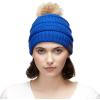 imageCC Hatsandscarf Exclusives Unisex Solid Ribbed Beanie with Pom HAT43Royal Blue