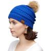 imageCC Hatsandscarf Exclusives Unisex Solid Ribbed Beanie with Pom HAT43Royal Blue