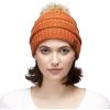 imageCC Hatsandscarf Exclusives Unisex Solid Ribbed Beanie with Pom HAT43Rust