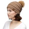 imageCC Hatsandscarf Exclusives Unisex Solid Ribbed Beanie with Pom HAT43Taupe