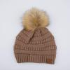 imageCC Hatsandscarf Exclusives Unisex Solid Ribbed Beanie with Pom HAT43Taupe