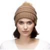 imageCC Hatsandscarf Exclusives Unisex Solid Ribbed Beanie with Pom HAT43Taupe