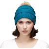 imageCC Hatsandscarf Exclusives Unisex Solid Ribbed Beanie with Pom HAT43Teal