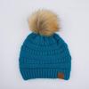 imageCC Hatsandscarf Exclusives Unisex Solid Ribbed Beanie with Pom HAT43Teal