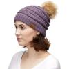 imageCC Hatsandscarf Exclusives Unisex Solid Ribbed Beanie with Pom HAT43Violet