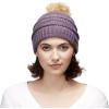 imageCC Hatsandscarf Exclusives Unisex Solid Ribbed Beanie with Pom HAT43Violet