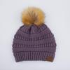 imageCC Hatsandscarf Exclusives Unisex Solid Ribbed Beanie with Pom HAT43Violet