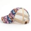 imageCC Hatsandscarf Exclusives Washed Distressed Cotton Denim Ponytail Hat Adjustable Baseball Cap BT12 BT13A Aztec Pattenmauve