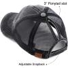 imageCC Hatsandscarf Exclusives Washed Distressed Cotton Denim Ponytail Hat Adjustable Baseball Cap BT12 BT13All Black