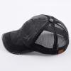 imageCC Hatsandscarf Exclusives Washed Distressed Cotton Denim Ponytail Hat Adjustable Baseball Cap BT12 BT13All Black