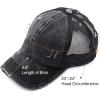 imageCC Hatsandscarf Exclusives Washed Distressed Cotton Denim Ponytail Hat Adjustable Baseball Cap BT12 BT13All Black