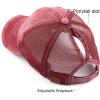 imageCC Hatsandscarf Exclusives Washed Distressed Cotton Denim Ponytail Hat Adjustable Baseball Cap BT12 BT13All Burgundy