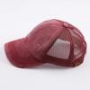 imageCC Hatsandscarf Exclusives Washed Distressed Cotton Denim Ponytail Hat Adjustable Baseball Cap BT12 BT13All Burgundy