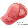 imageCC Hatsandscarf Exclusives Washed Distressed Cotton Denim Ponytail Hat Adjustable Baseball Cap BT12 BT13All Coral