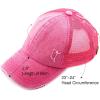 imageCC Hatsandscarf Exclusives Washed Distressed Cotton Denim Ponytail Hat Adjustable Baseball Cap BT12 BT13All Hot Pink