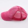 imageCC Hatsandscarf Exclusives Washed Distressed Cotton Denim Ponytail Hat Adjustable Baseball Cap BT12 BT13All Hot Pink