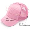imageCC Hatsandscarf Exclusives Washed Distressed Cotton Denim Ponytail Hat Adjustable Baseball Cap BT12 BT13All Lt Pink