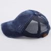 imageCC Hatsandscarf Exclusives Washed Distressed Cotton Denim Ponytail Hat Adjustable Baseball Cap BT12 BT13All Navy
