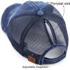 imageCC Hatsandscarf Exclusives Washed Distressed Cotton Denim Ponytail Hat Adjustable Baseball Cap BT12 BT13All Navy