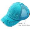 imageCC Hatsandscarf Exclusives Washed Distressed Cotton Denim Ponytail Hat Adjustable Baseball Cap BT12 BT13All Turquoise