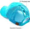 imageCC Hatsandscarf Exclusives Washed Distressed Cotton Denim Ponytail Hat Adjustable Baseball Cap BT12 BT13All Turquoise