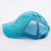 imageCC Hatsandscarf Exclusives Washed Distressed Cotton Denim Ponytail Hat Adjustable Baseball Cap BT12 BT13All Turquoise