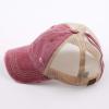 imageCC Hatsandscarf Exclusives Washed Distressed Cotton Denim Ponytail Hat Adjustable Baseball Cap BT12 BT13Burgundy
