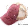 imageCC Hatsandscarf Exclusives Washed Distressed Cotton Denim Ponytail Hat Adjustable Baseball Cap BT12 BT13Burgundy