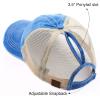imageCC Hatsandscarf Exclusives Washed Distressed Cotton Denim Ponytail Hat Adjustable Baseball Cap BT12 BT13Dk Blue