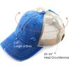 imageCC Hatsandscarf Exclusives Washed Distressed Cotton Denim Ponytail Hat Adjustable Baseball Cap BT12 BT13Dk Blue