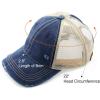 imageCC Hatsandscarf Exclusives Washed Distressed Cotton Denim Ponytail Hat Adjustable Baseball Cap BT12 BT13Navy