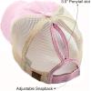 imageCC Hatsandscarf Exclusives Washed Distressed Cotton Denim Ponytail Hat Adjustable Baseball Cap BT12 BT13Pink