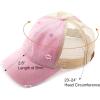 imageCC Hatsandscarf Exclusives Washed Distressed Cotton Denim Ponytail Hat Adjustable Baseball Cap BT12 BT13Pink