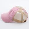 imageCC Hatsandscarf Exclusives Washed Distressed Cotton Denim Ponytail Hat Adjustable Baseball Cap BT12 BT13Pink