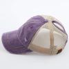imageCC Hatsandscarf Exclusives Washed Distressed Cotton Denim Ponytail Hat Adjustable Baseball Cap BT12 BT13Violet