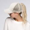 imageCC Hatsandscarf Ponytail caps Messy Buns Trucker Plain Baseball Cap BT6Beige