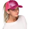 imageCC Hatsandscarf Ponytail caps Messy Buns Trucker Plain Baseball Cap BT6Glitterhot Pink