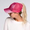 imageCC Hatsandscarf Ponytail caps Messy Buns Trucker Plain Baseball Cap BT6Glitterhot Pink