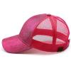 imageCC Hatsandscarf Ponytail caps Messy Buns Trucker Plain Baseball Cap BT6Glitterhot Pink