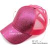 imageCC Hatsandscarf Ponytail caps Messy Buns Trucker Plain Baseball Cap BT6Glitterhot Pink