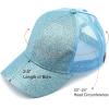imageCC Hatsandscarf Ponytail caps Messy Buns Trucker Plain Baseball Cap BT6Glitterltblue