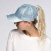imageCC Hatsandscarf Ponytail caps Messy Buns Trucker Plain Baseball Cap BT6Glitterltblue