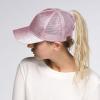 imageCC Hatsandscarf Ponytail caps Messy Buns Trucker Plain Baseball Cap BT6Glitterpink