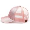imageCC Hatsandscarf Ponytail caps Messy Buns Trucker Plain Baseball Cap BT6Glitterpink