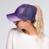 imageCC Hatsandscarf Ponytail caps Messy Buns Trucker Plain Baseball Cap BT6Glitterpurple