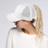 imageCC Hatsandscarf Ponytail caps Messy Buns Trucker Plain Baseball Cap BT6Glitterwhite