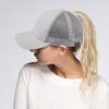 imageCC Hatsandscarf Ponytail caps Messy Buns Trucker Plain Baseball Cap BT6Grey