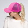 imageCC Hatsandscarf Ponytail caps Messy Buns Trucker Plain Baseball Cap BT6Hot Pink