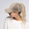 imageCC Hatsandscarf Ponytail caps Messy Buns Trucker Plain Baseball Cap BT6Khaki