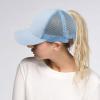 imageCC Hatsandscarf Ponytail caps Messy Buns Trucker Plain Baseball Cap BT6Lt Blue